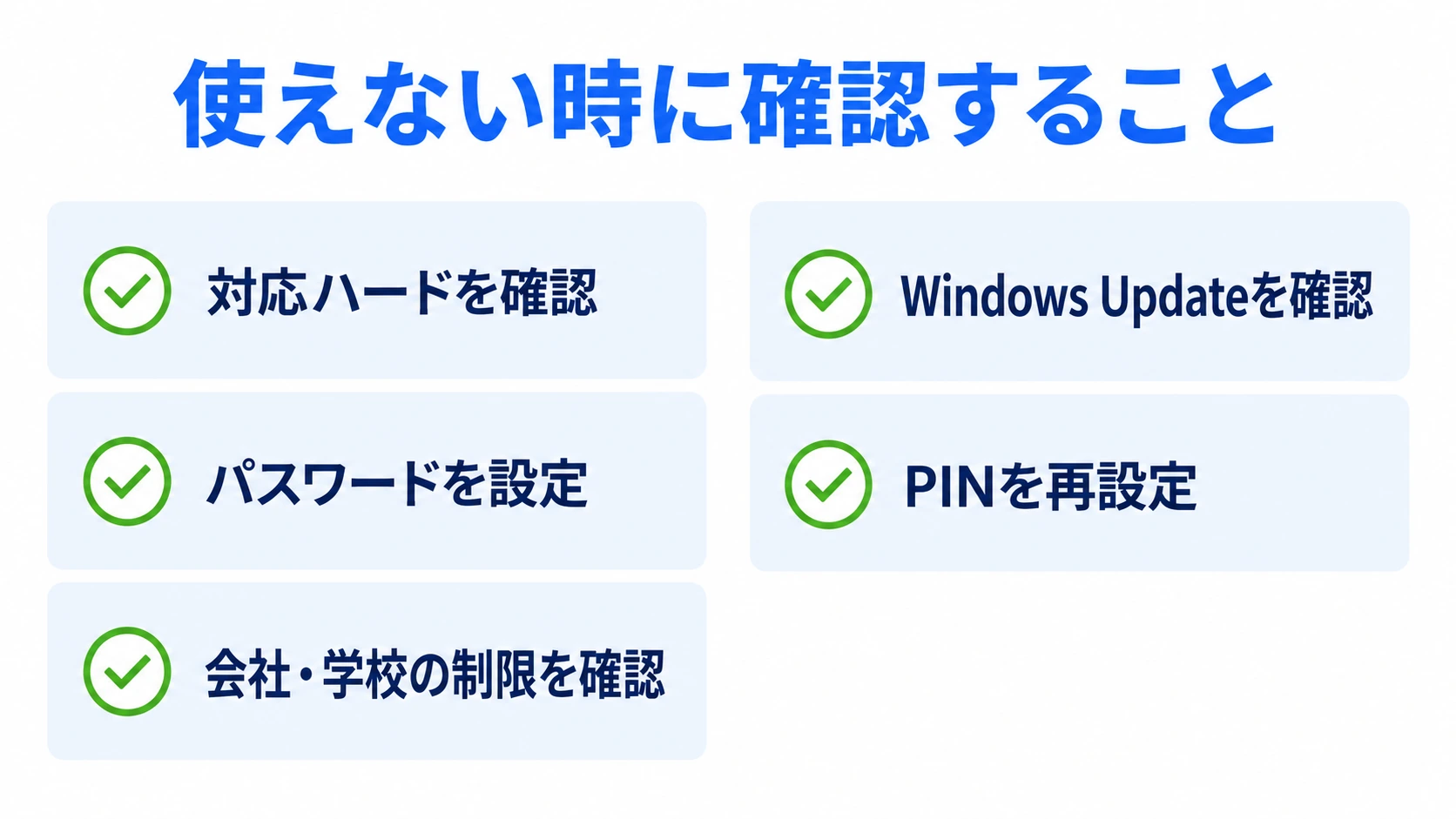 Windows Helloが使えないときの確認項目